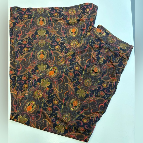 Osklen TAIS Gold & Brown patterned wide bohemian pocketed ankle Pants size Large - Picture 3 of 8